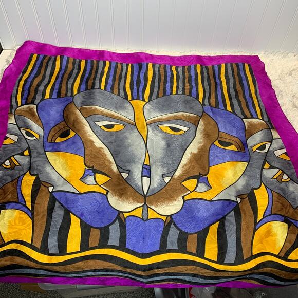 Silky Square Scarf Modern Print "Eyes"  34" - Picture 3 of 8